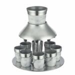 מחלק יין אלומניום מהודר עם 8 כוסיות | בגוון שיש