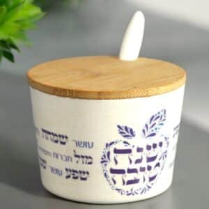 כלי לדבש מבמבוק עם כפית