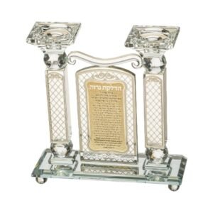 פמוטי קריסטל מעוטרים | 21 ס"מ